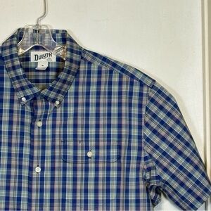 Duluth Trading‎ Co Men’s Blue,Pink & White Plaid Button Down Shirt Size XL Bin 5